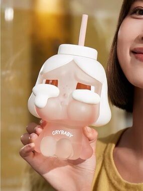Official Pop Mart Crybaby Crying Again Series Plush Straw Cup EUC